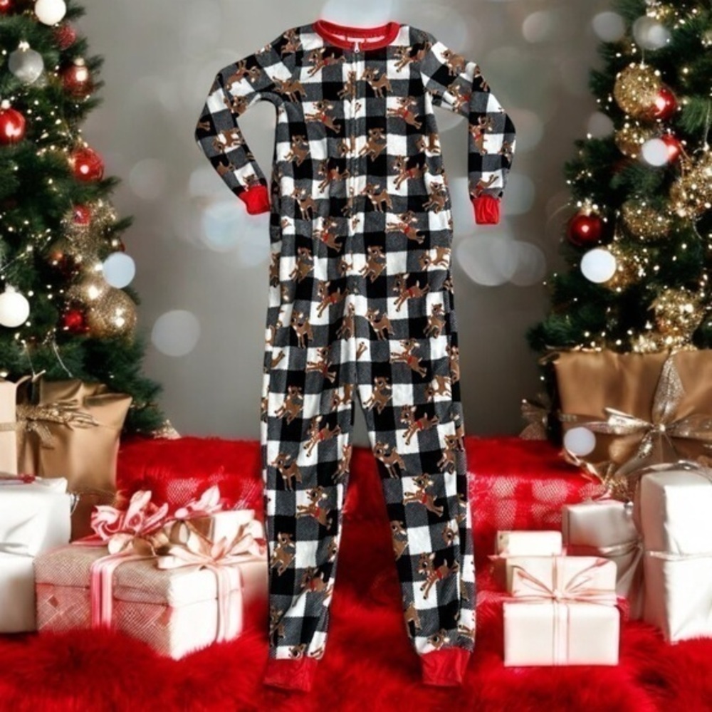 Women’s Rudolph Plaid One piece Christmas pajamas size XS